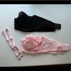 34DDD Victoria’s Secret Unlined Multi-way Strapless Bras - Pink and Black